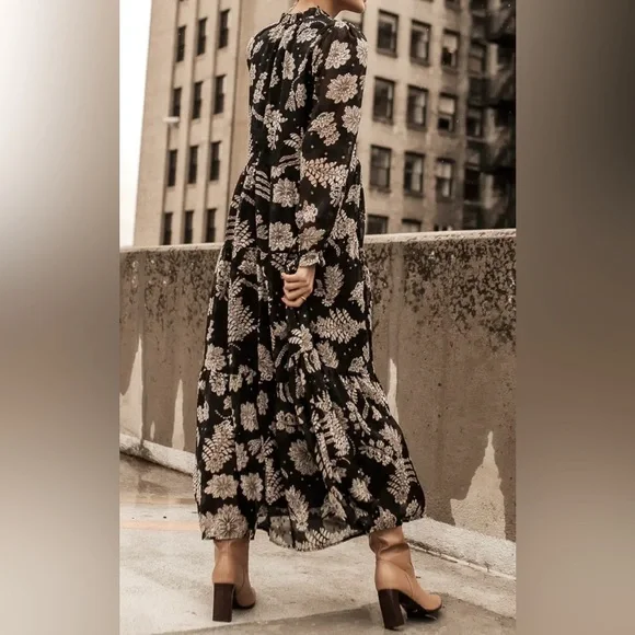 Bohme Black and Cream Floral Maxi Dress - Picture 2 of 4